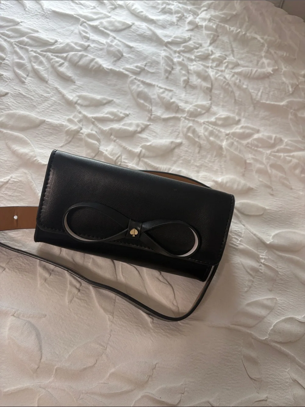 Kate spade Black Women's Leather Crossbody Bag with Bow Accent